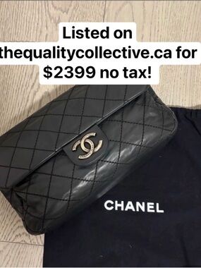 CHANEL Black Quilted Lambskin Flap Bag with Silver Chain